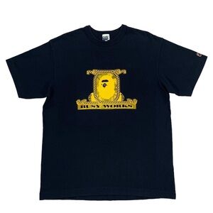 Vintage A Bathing Ape Bape Busy Works Navy Blue & Yellow 2007 T Shirt Size Large